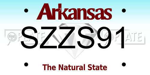 SZZS91 Arkansas License Plate