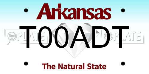 T00ADT Arkansas License Plate