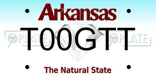 T00GTT Arkansas License Plate