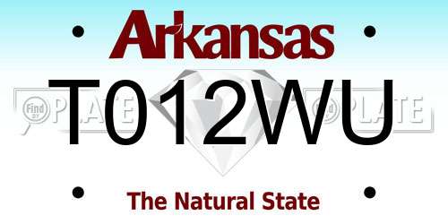 T012WU Arkansas License Plate
