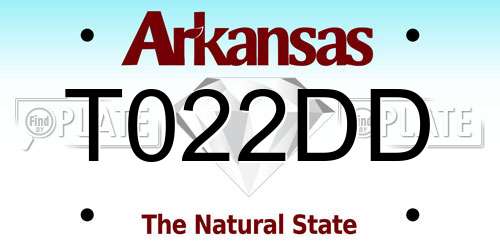 T022DD Arkansas License Plate