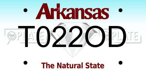 T022OD Arkansas License Plate