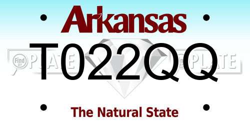 T022QQ Arkansas License Plate