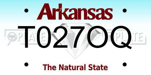 T027OQ Arkansas License Plate