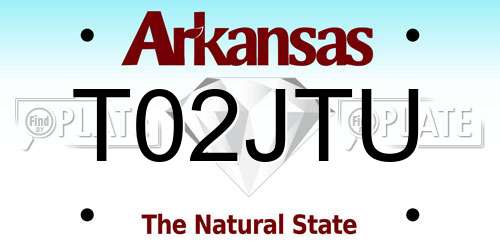 T02JTU Arkansas License Plate
