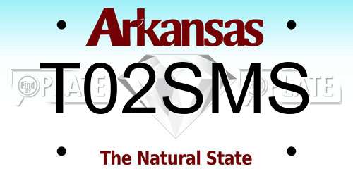 T02SMS Arkansas License Plate