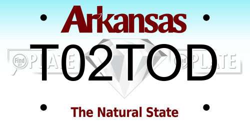 T02TOD Arkansas License Plate