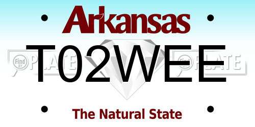 T02WEE Arkansas License Plate