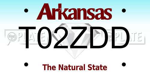 T02ZDD Arkansas License Plate