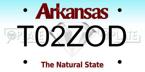 T02ZOD Arkansas License Plate