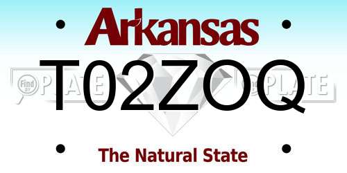 T02ZOQ Arkansas License Plate