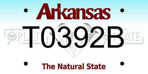 T0392B Arkansas License Plate
