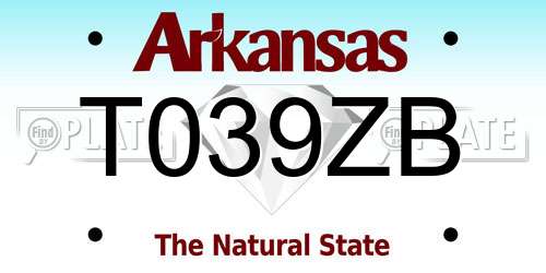 T039ZB Arkansas License Plate