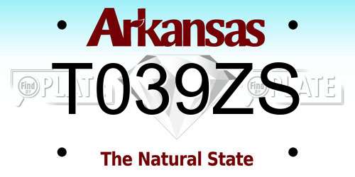 T039ZS Arkansas License Plate