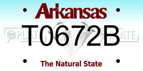T0672B Arkansas License Plate