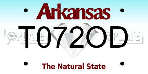 T072OD Arkansas License Plate