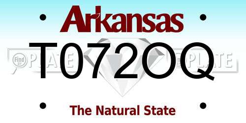 T072OQ Arkansas License Plate