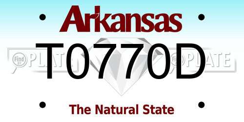 T0770D Arkansas License Plate