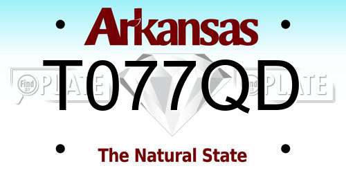 T077QD Arkansas License Plate