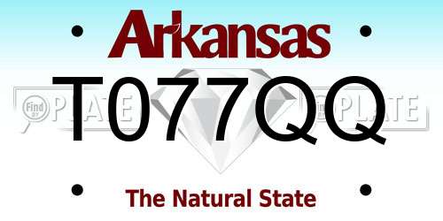 T077QQ Arkansas License Plate
