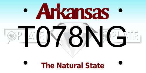 T078NG Arkansas License Plate