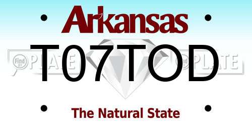 T07TOD Arkansas License Plate
