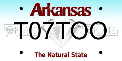 T07TOO Arkansas License Plate