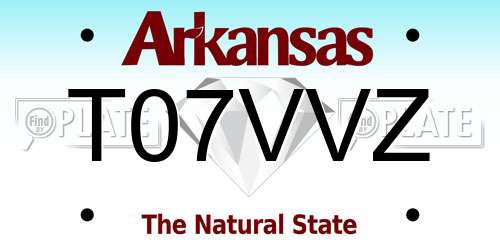 T07VVZ Arkansas License Plate