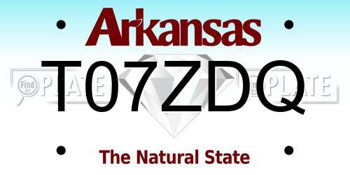 T07ZDQ Arkansas License Plate
