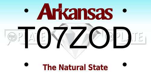 T07ZOD Arkansas License Plate