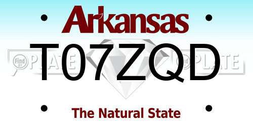 T07ZQD Arkansas License Plate