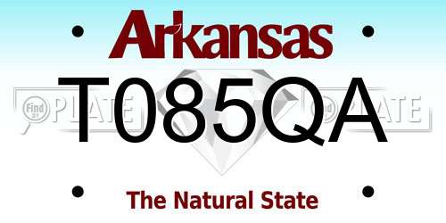 T085QA Arkansas License Plate