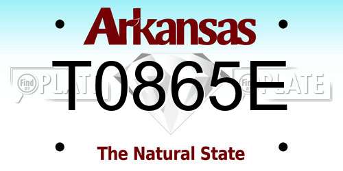 T0865E Arkansas License Plate