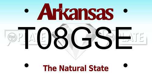 T08GSE Arkansas License Plate