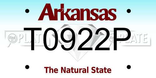 T0922P Arkansas License Plate