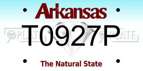 T0927P Arkansas License Plate