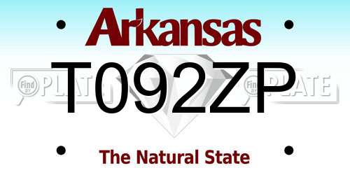 T092ZP Arkansas License Plate