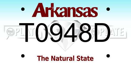 T0948D Arkansas License Plate