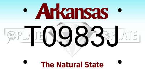 T0983J Arkansas License Plate