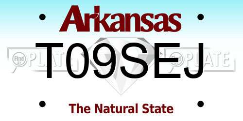 T09SEJ Arkansas License Plate