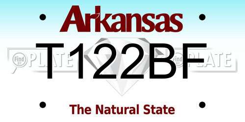 T122BF Arkansas License Plate