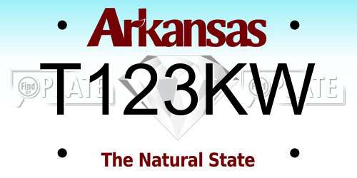 T123KW Arkansas License Plate