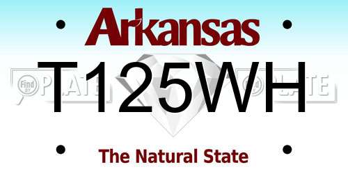 T125WH Arkansas License Plate