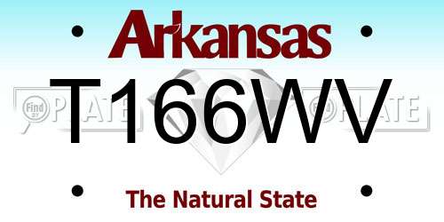 T166WV Arkansas License Plate