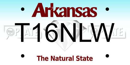 T16NLW Arkansas License Plate