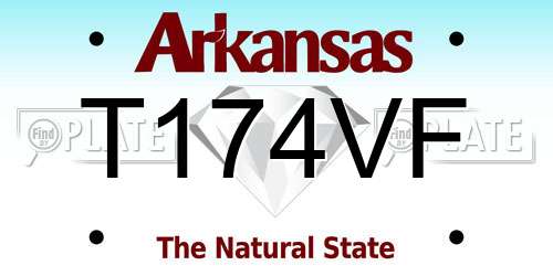 T174VF Arkansas License Plate