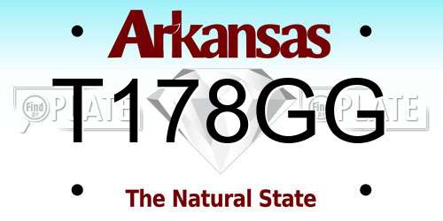T178GG Arkansas License Plate