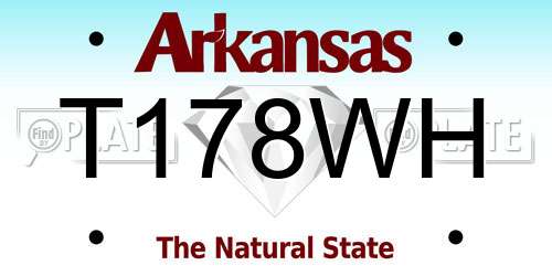 T178WH Arkansas License Plate