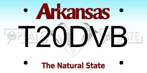 T20DVB Arkansas License Plate