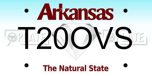 T20OVS Arkansas License Plate